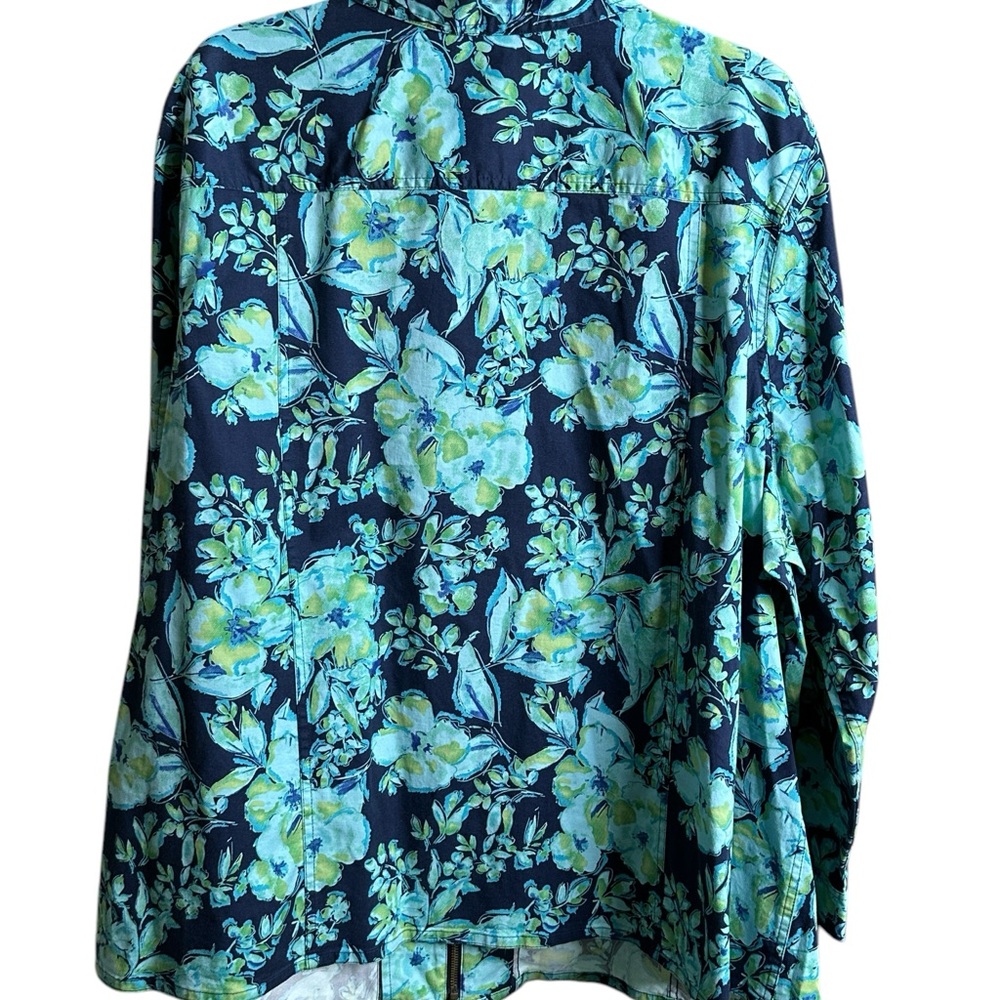 Liz & Me Floral Full zip Jacket in Blue and Green - Picture 4 of 8